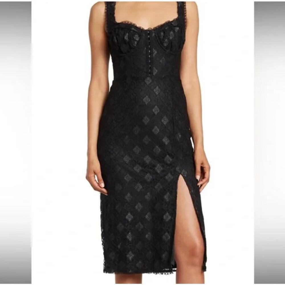 NWOT ASTR the Label Sleeveless Bodycon Lace Dress Black/Silver Women's Size S